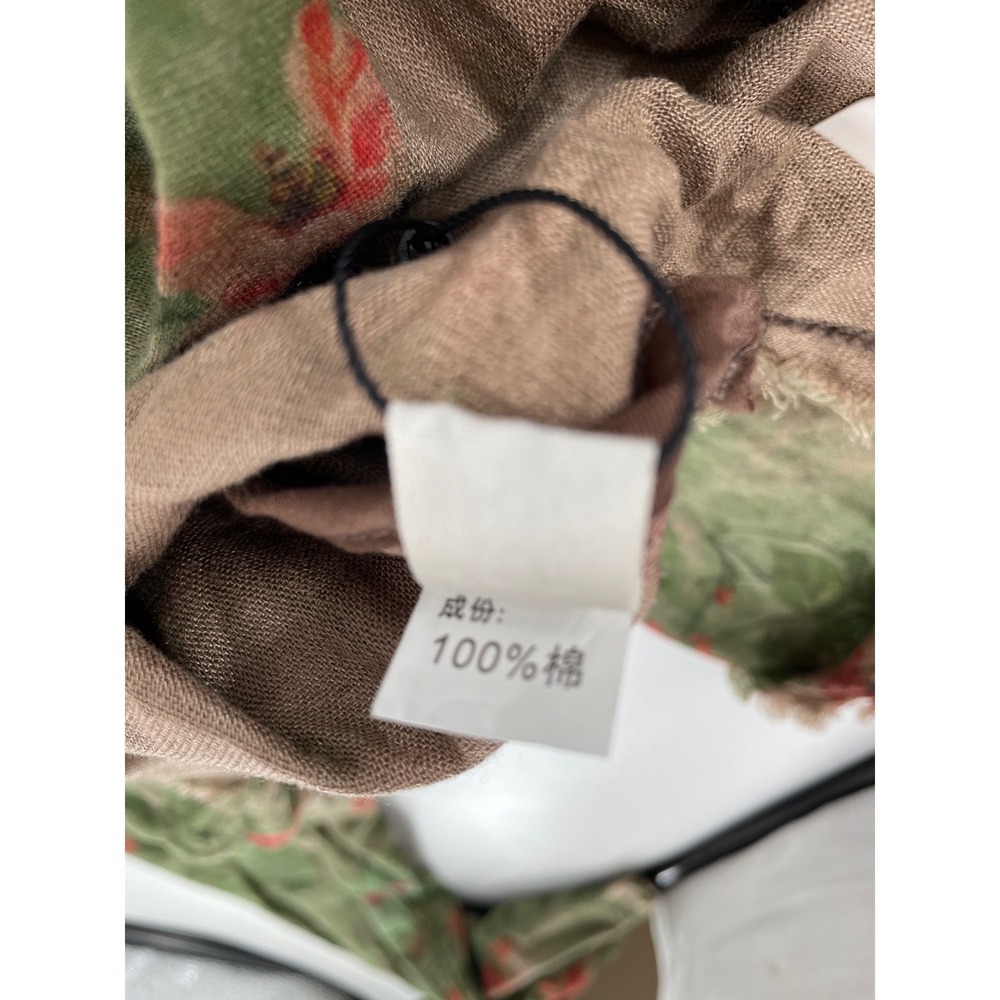 Shabby Chic Top Womens XL Olive Pink Floral 100% Cotton Cottage Country Boho NEW - Picture 8 of 9